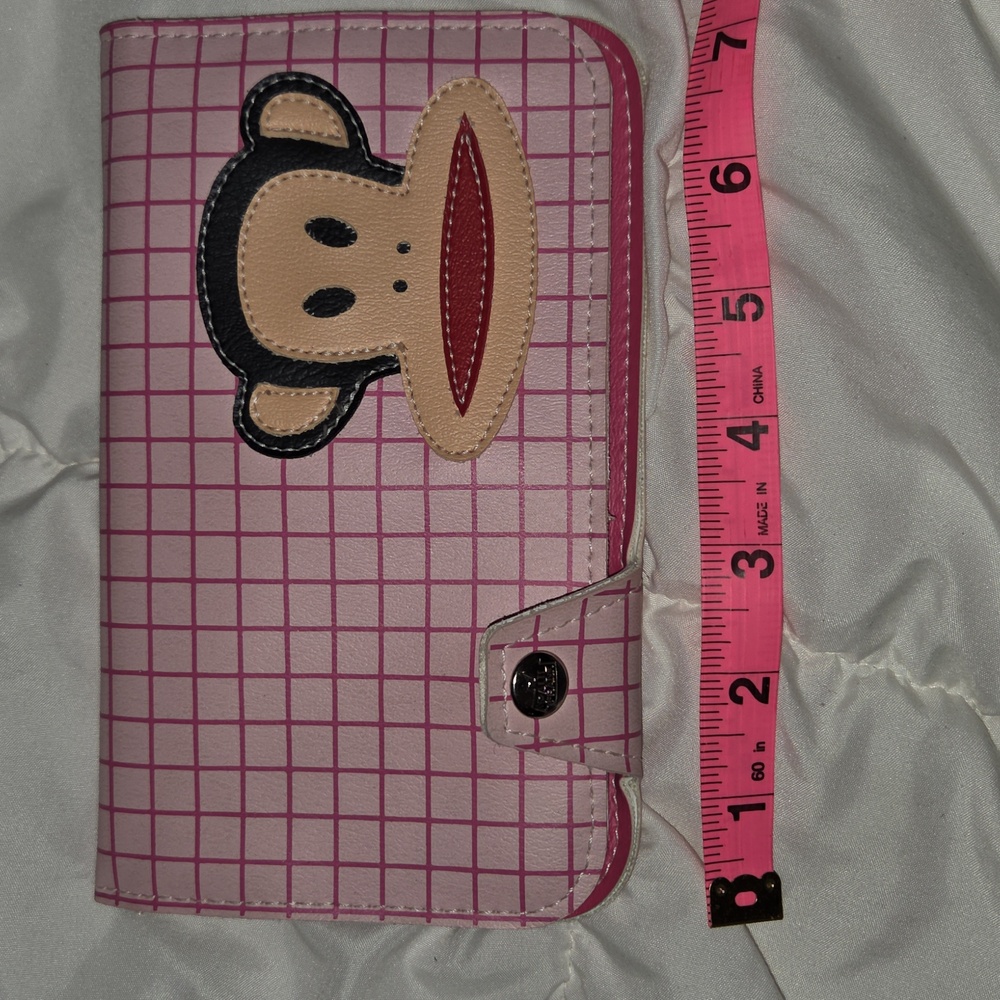 Paul Frank Pink Checkered Check Book Wallet with Monkey Design